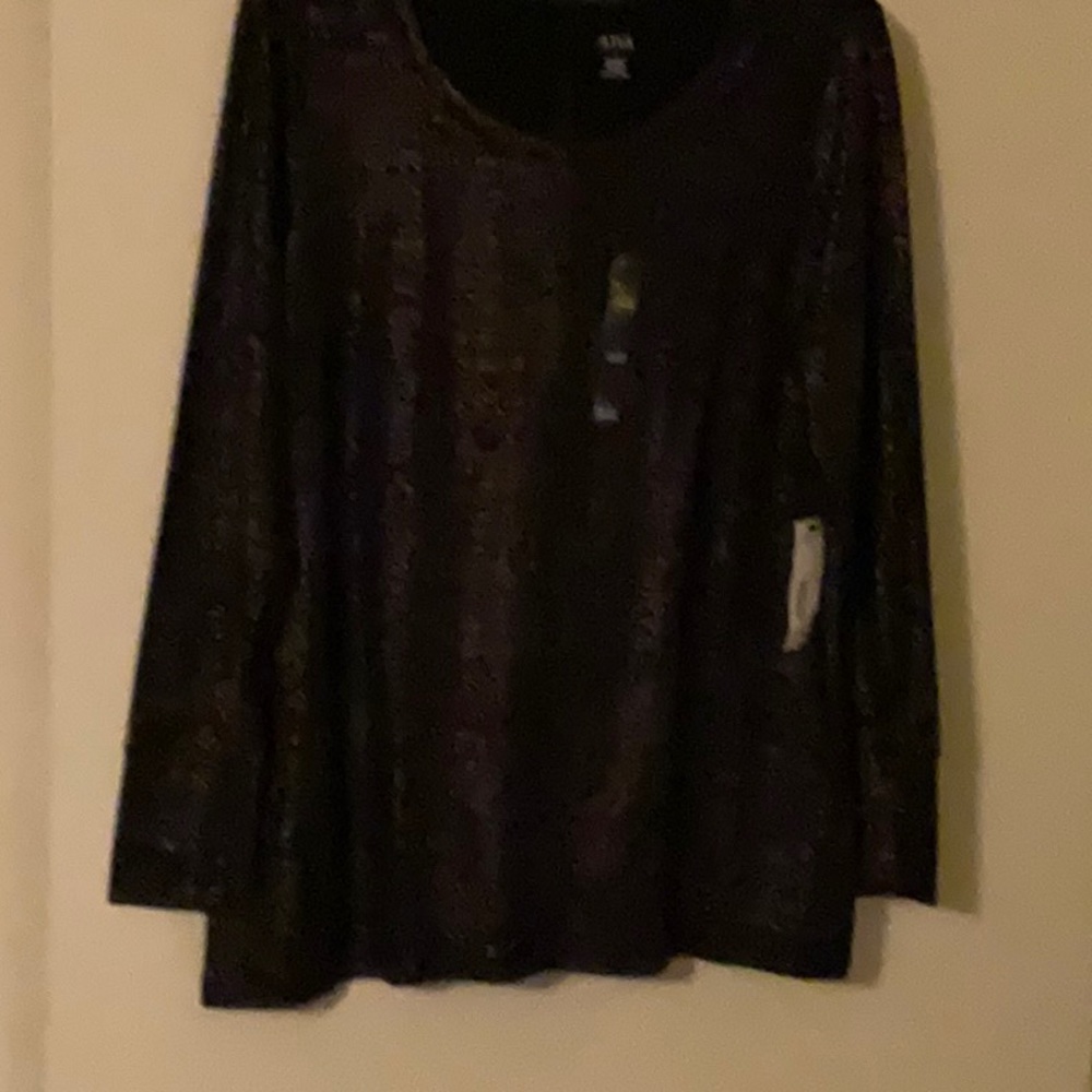 A.N.A designer metallic black and gold scoop neck top